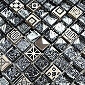 Mosaikfliese Quadrat Crystal Mix XCM ZEUS (30 x 30 cm, Schwarz/Grau/Weiß, Glänzend)