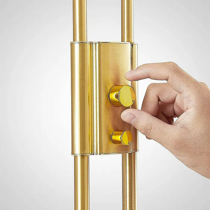 Lindby LED-Deckenfluter Seppa - Höhe: 180 cm, messing / gold, messing / gold, Warmweiß