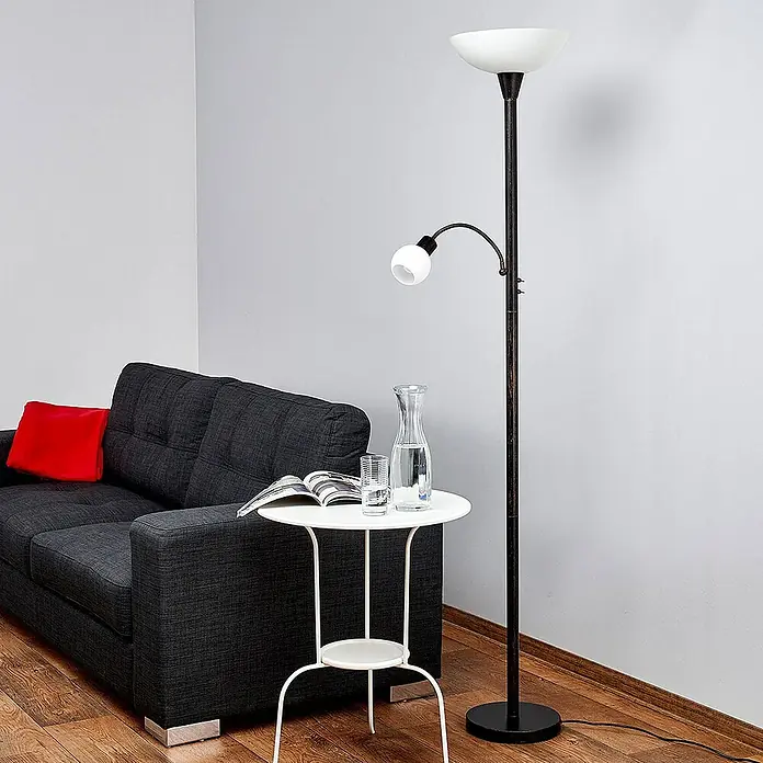 Lindby LED-Deckenfluter Elaina - Höhe: 180 cm, braun / rost
