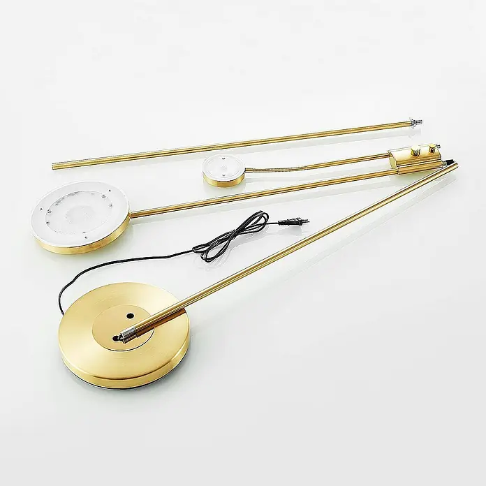 Lindby LED-Deckenfluter Seppa - Höhe: 180 cm, messing / gold, messing / gold, Warmweiß