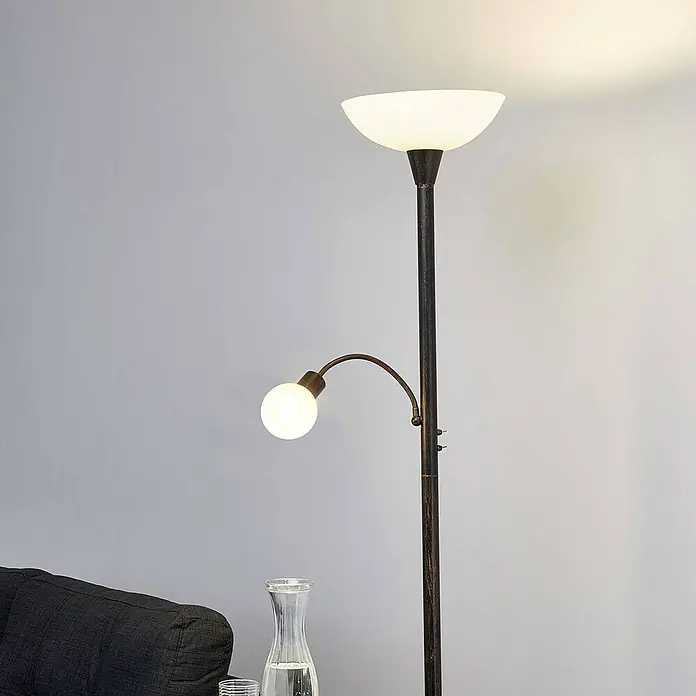 Lindby LED-Deckenfluter Elaina - Höhe: 180 cm, braun / rost