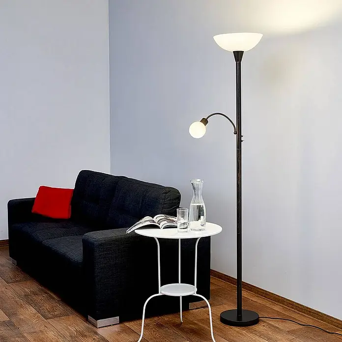 Lindby LED-Deckenfluter Elaina - Höhe: 180 cm, braun / rost