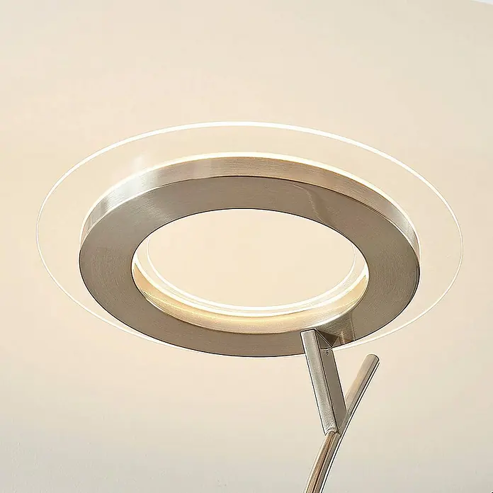 Lindby LED-Deckenfluter Darion - alu / grau / zink, alu / grau / zink, Warmweiß
