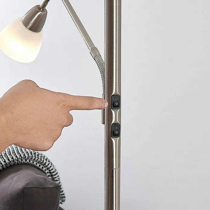 Lindby LED-Deckenfluter Jost - Höhe: 180 cm, alu / grau / zink
