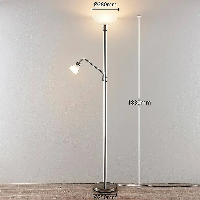 Lindby LED-Deckenfluter Jost - Höhe: 180 cm, alu / grau / zink