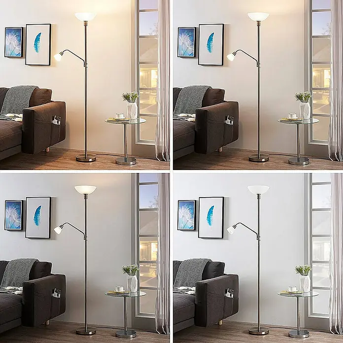 Lindby LED-Deckenfluter Jost - Höhe: 180 cm, alu / grau / zink