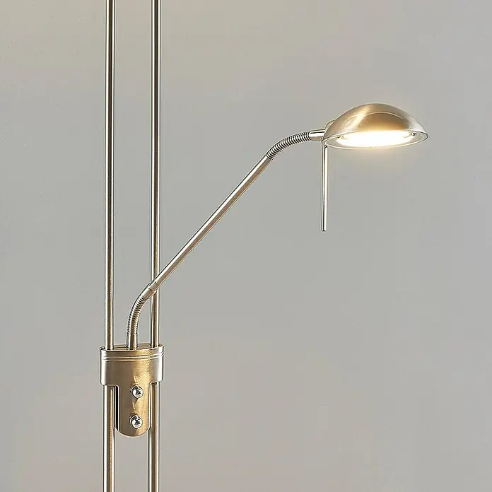 Lindby LED-Deckenfluter Yveta - Höhe: 183 cm, alu / grau / zink, Warmweiß