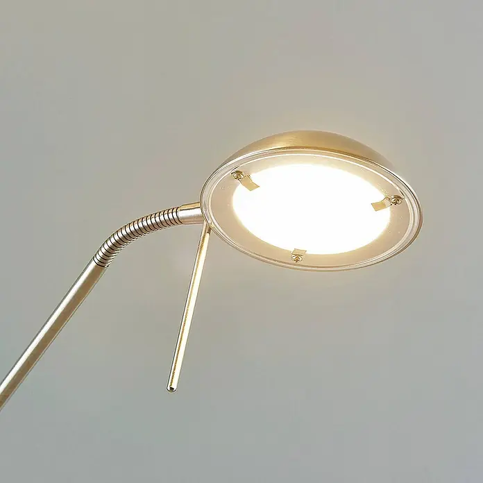 Lindby LED-Deckenfluter Yveta - Höhe: 183 cm, alu / grau / zink, Warmweiß