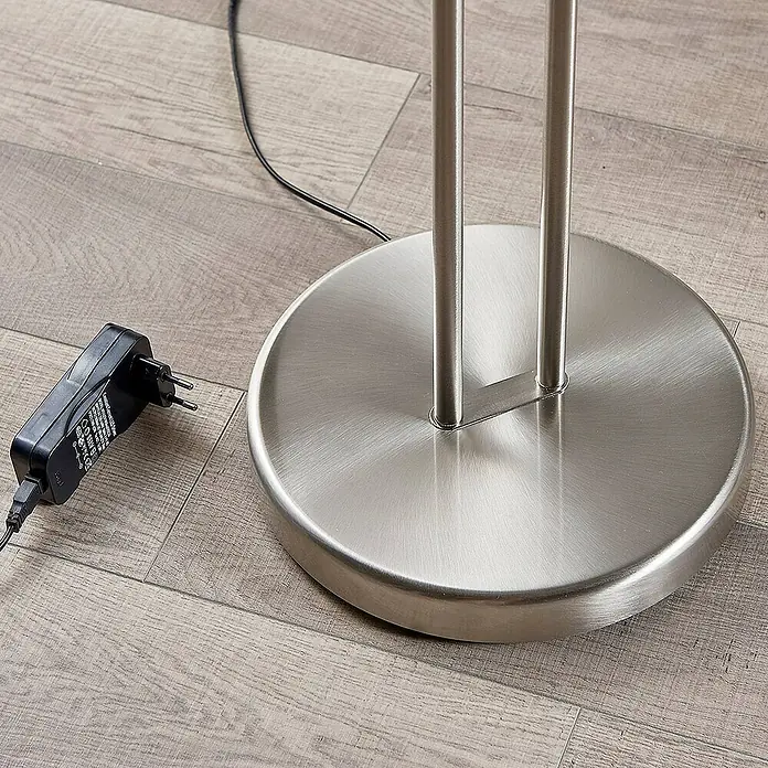 Lindby LED-Deckenfluter Yveta - Höhe: 183 cm, alu / grau / zink, Warmweiß