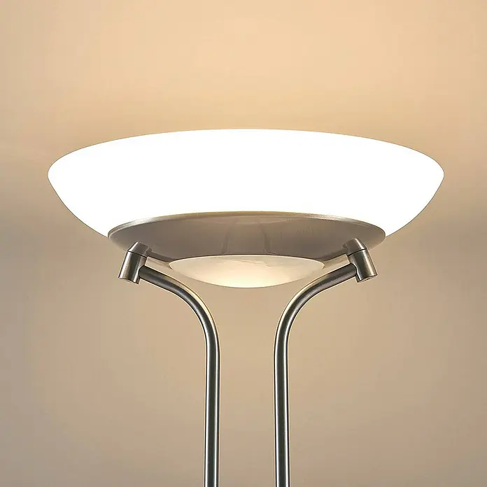 Lindby LED-Deckenfluter Yveta - Höhe: 183 cm, alu / grau / zink, Warmweiß