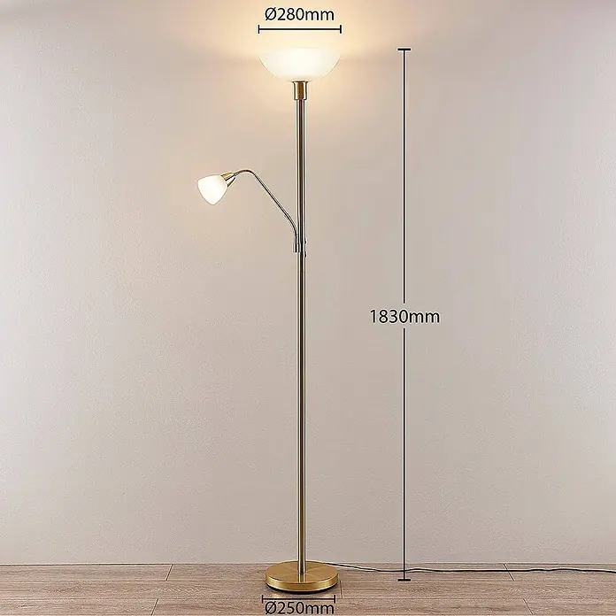 Lindby LED-Deckenfluter Jost - Höhe: 180 cm, messing / gold