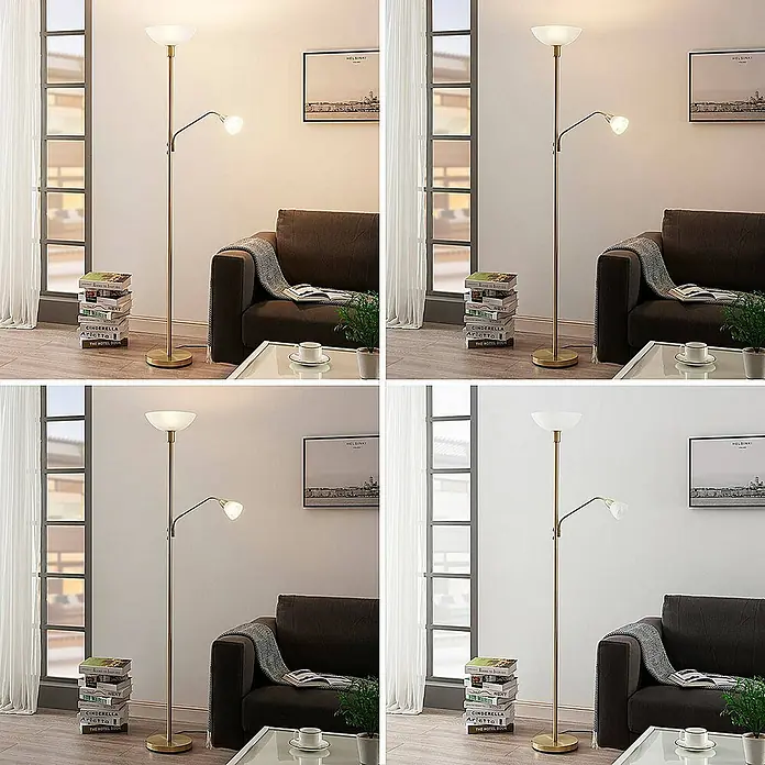 Lindby LED-Deckenfluter Jost - Höhe: 180 cm, messing / gold