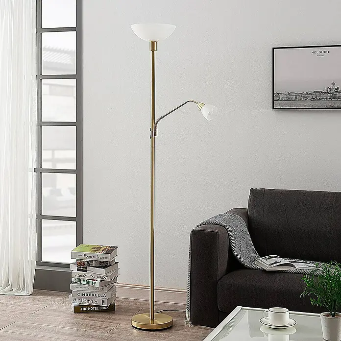 Lindby LED-Deckenfluter Jost - Höhe: 180 cm, messing / gold