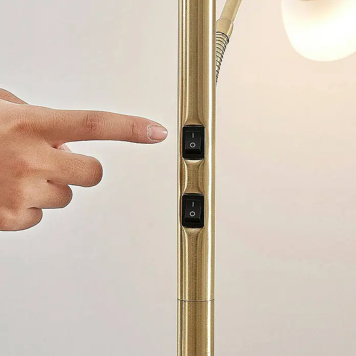 Lindby LED-Deckenfluter Jost - Höhe: 180 cm, messing / gold