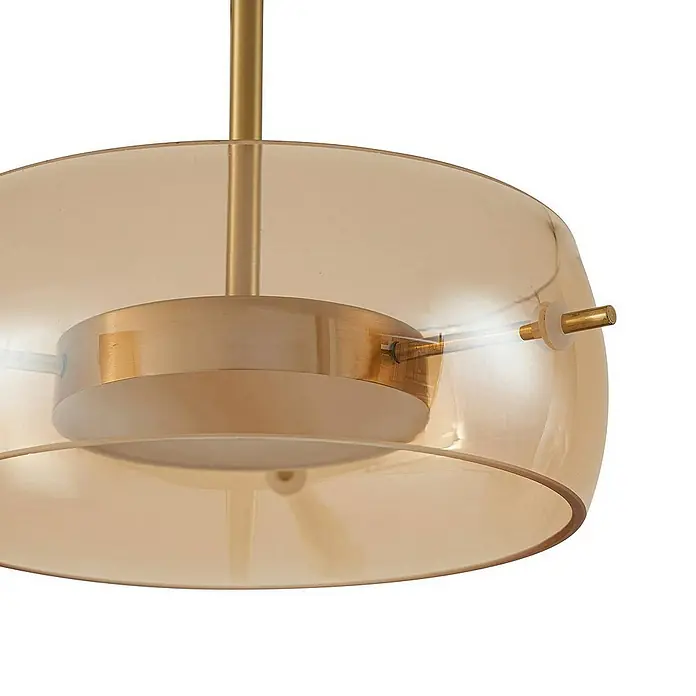 Lucande Pendelleuchte Martis - L x B x H: 80 x 20 x 7 cm, creme / amber, Schwarz, messing, amber