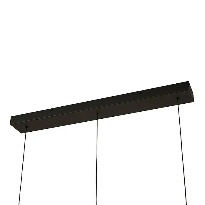 Lucande Pendelleuchte Martis - L x B x H: 80 x 20 x 7 cm, creme / amber, Schwarz, messing, amber