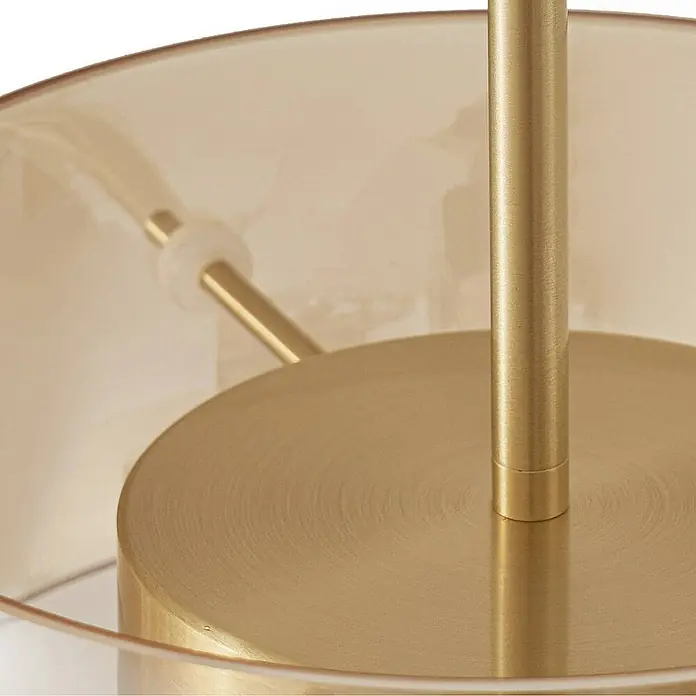 Lucande Pendelleuchte Martis - L x B x H: 80 x 20 x 7 cm, creme / amber, Schwarz, messing, amber