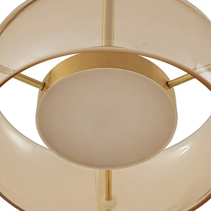 Lucande Pendelleuchte Martis - L x B x H: 80 x 20 x 7 cm, creme / amber, Schwarz, messing, amber