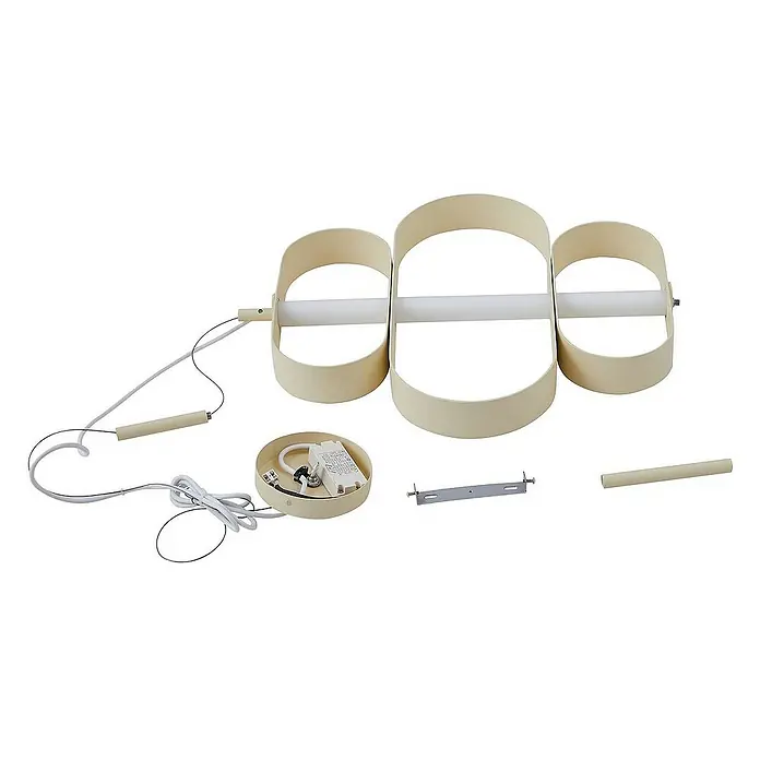 Lucande Pendelleuchte Audrina - L x B x H: 45 x 5,5 x 79 cm, creme / amber, beige, weiß