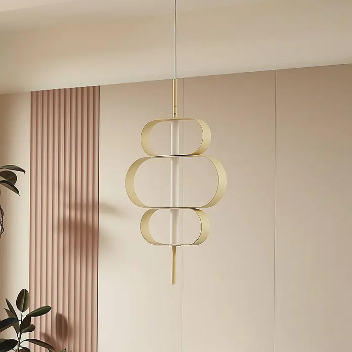 Lucande Pendelleuchte Audrina - L x B x H: 45 x 5,5 x 79 cm, creme / amber, beige, weiß