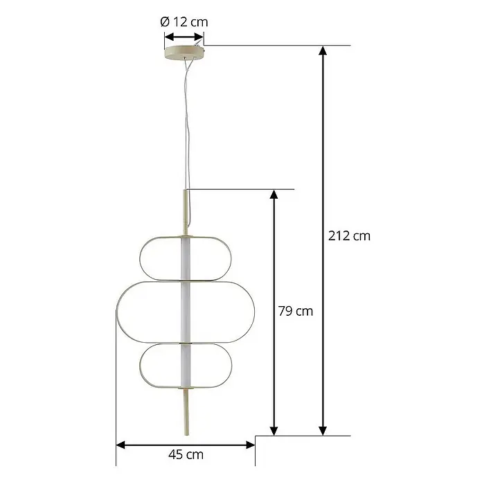 Lucande Pendelleuchte Audrina - L x B x H: 45 x 5,5 x 79 cm, creme / amber, beige, weiß