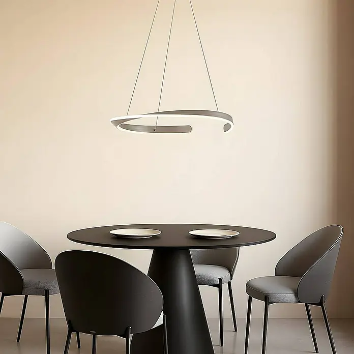 Lucande Pendelleuchte Eloura - L x B x H: 58 x 58 x 5 cm, alu / grau / zink, silber, weiß