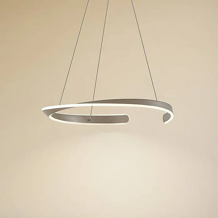 Lucande Pendelleuchte Eloura - L x B x H: 58 x 58 x 5 cm, alu / grau / zink, silber, weiß
