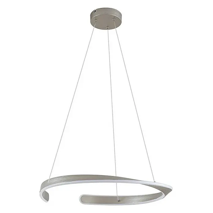 Lucande Pendelleuchte Eloura - L x B x H: 58 x 58 x 5 cm, alu / grau / zink, silber, weiß