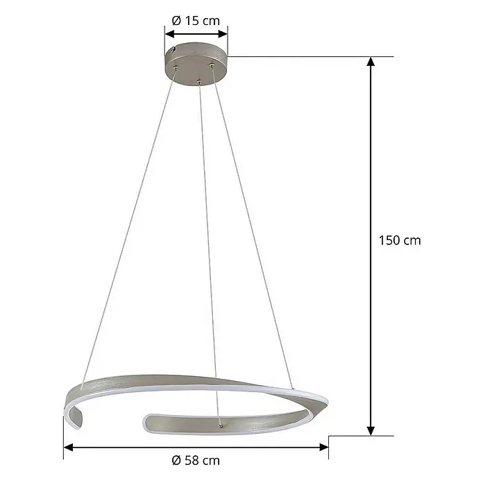Lucande Pendelleuchte Eloura - L x B x H: 58 x 58 x 5 cm, alu / grau / zink, silber, weiß