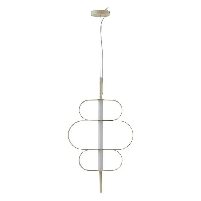 Lucande Pendelleuchte Audrina - L x B x H: 45 x 5,5 x 79 cm, creme / amber, beige, weiß