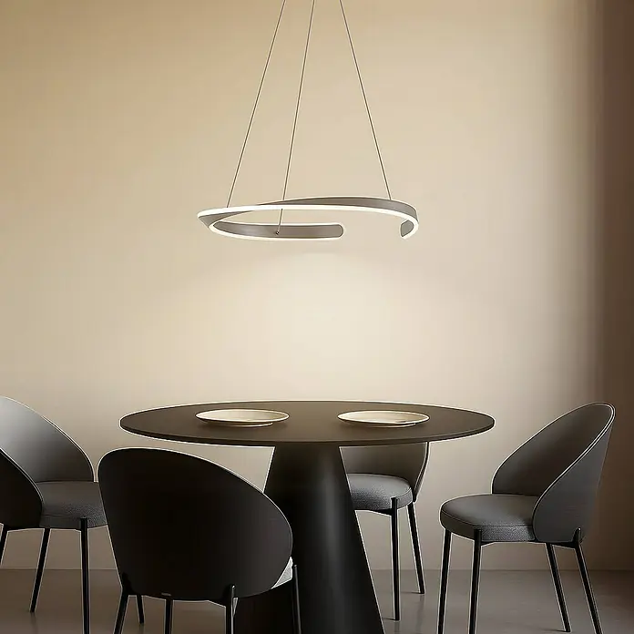 Lucande Pendelleuchte Eloura - L x B x H: 58 x 58 x 5 cm, alu / grau / zink, silber, weiß