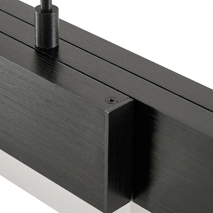 Lucande Pendelleuchte Torven - L x B x H: 121,5 x 5,5 x 8 cm, schwarz, Schwarz
