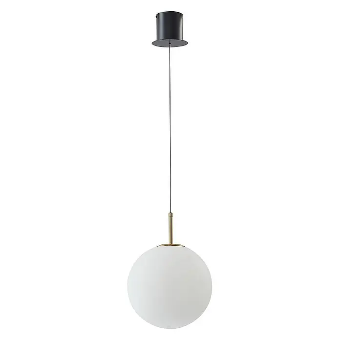 Lucande Pendelleuchte Joran - L x B x H: 25 x 25 x 25 cm, weiß / opal, opal weiß, gold, Schwarz