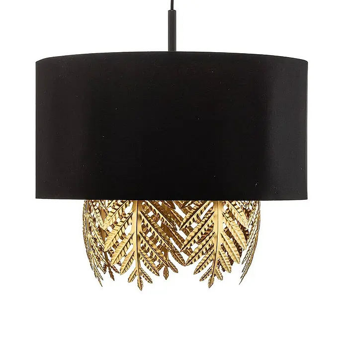 Lucande Pendelleuchte Malviras - L x B x H: 120 x 40 x 39,4 cm, schwarz, Schwarz, gold, E27