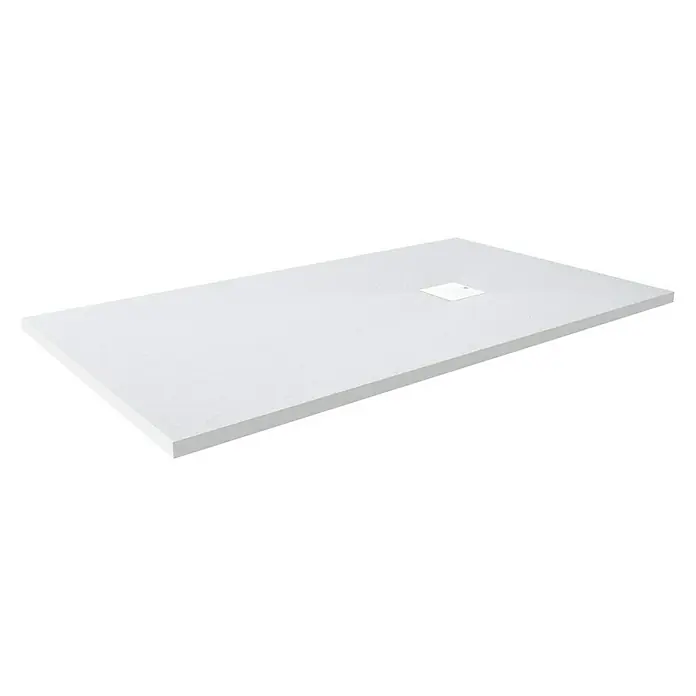 Torvisco Plato de ducha Extraflat - L x An: 70 x 120 cm, Material compuesto, Blanco - Un plato de ducha blanco, perfecto para diseños de baño modernos. Cuenta con un desagüe cuadrado en el centro.