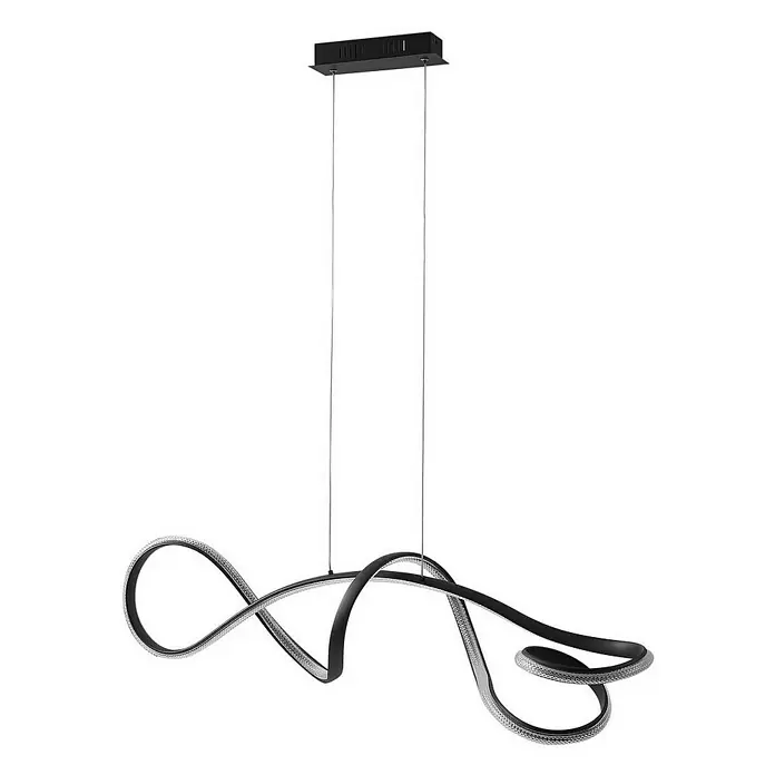 Lucande Pendelleuchte Rodado - L x B x H: 110 x 33 x 33 cm, schwarz, Schwarz, transparent