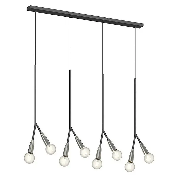 Lucande Pendelleuchte Carlea - L x B x H: 118 x 8 x 150 cm, Schwarz, nickel, E27