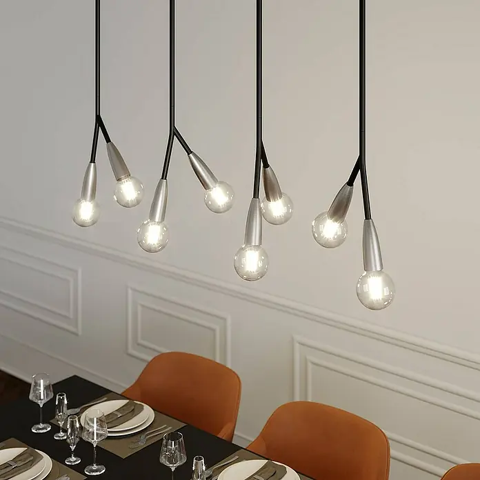 Lucande Pendelleuchte Carlea - L x B x H: 118 x 8 x 150 cm, Schwarz, nickel, E27