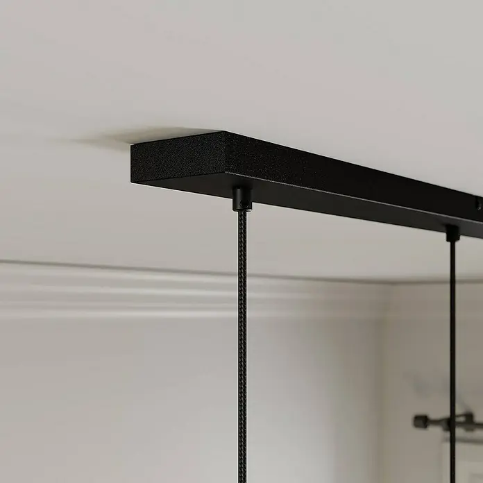 Lucande Pendelleuchte Carlea - L x B x H: 118 x 8 x 150 cm, Schwarz, nickel, E27
