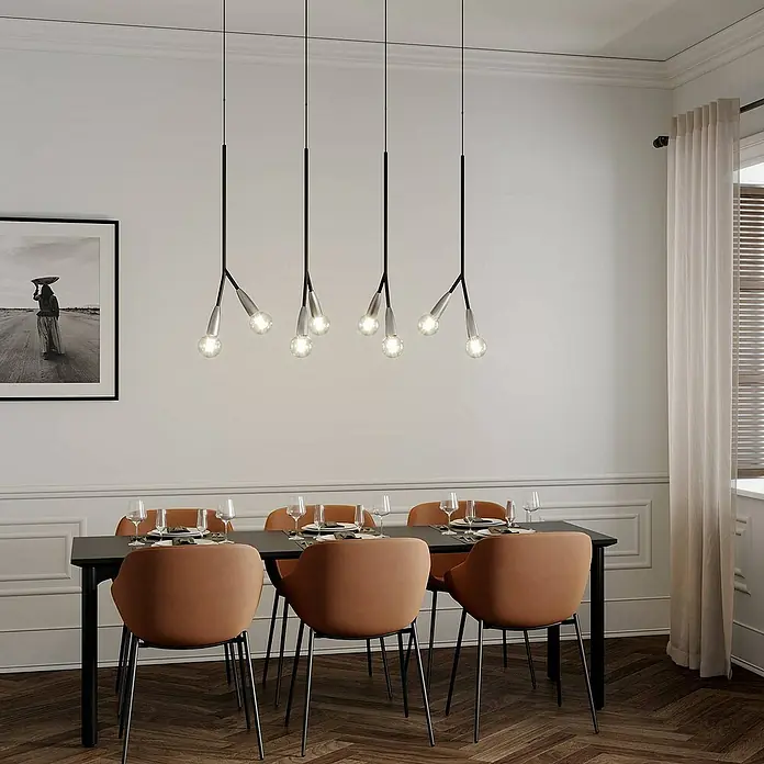 Lucande Pendelleuchte Carlea - L x B x H: 118 x 8 x 150 cm, Schwarz, nickel, E27