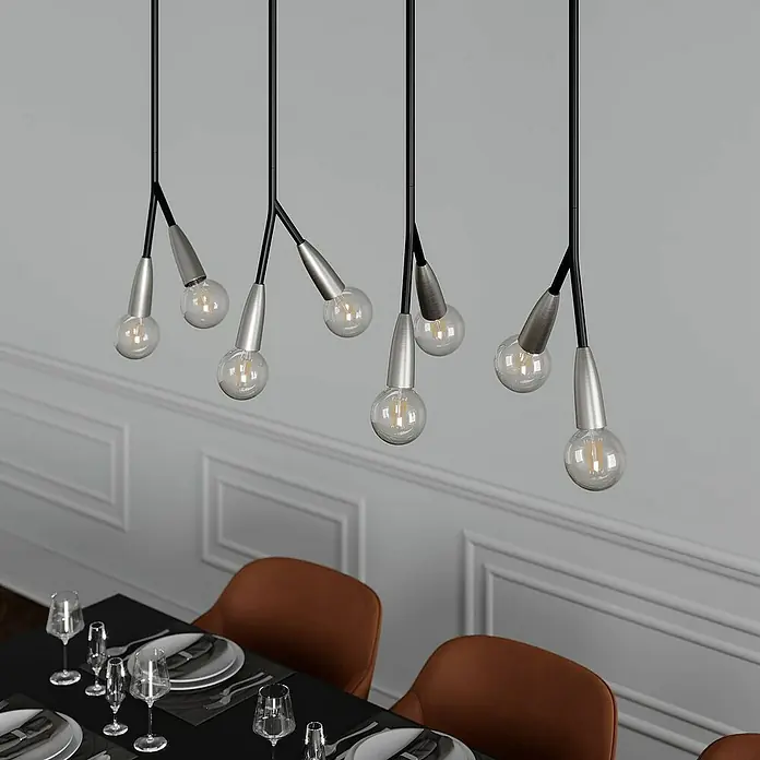 Lucande Pendelleuchte Carlea - L x B x H: 118 x 8 x 150 cm, Schwarz, nickel, E27