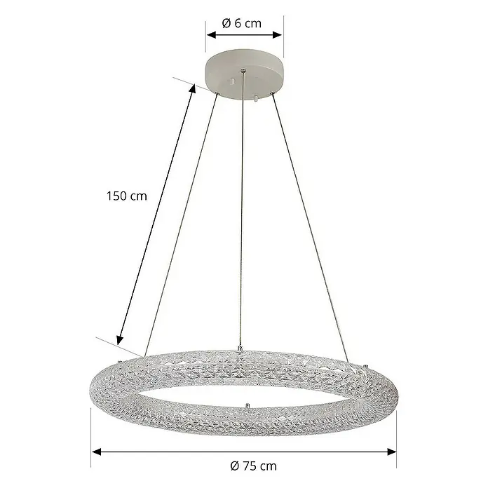 Lucande Pendelleuchte Tumata - L x B x H: 75 x 75 x 8 cm, klar / transparent, transparent