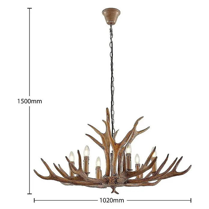 Lindby Pendelleuchte Tejask - L x B x H: 102 x 102 x 56 cm, braun, E14