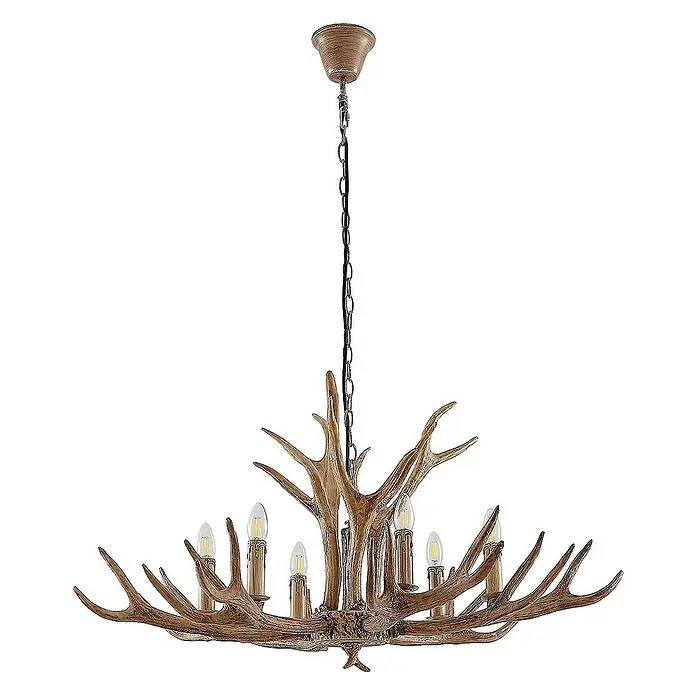 Lindby Pendelleuchte Tejask - L x B x H: 102 x 102 x 56 cm, braun, E14