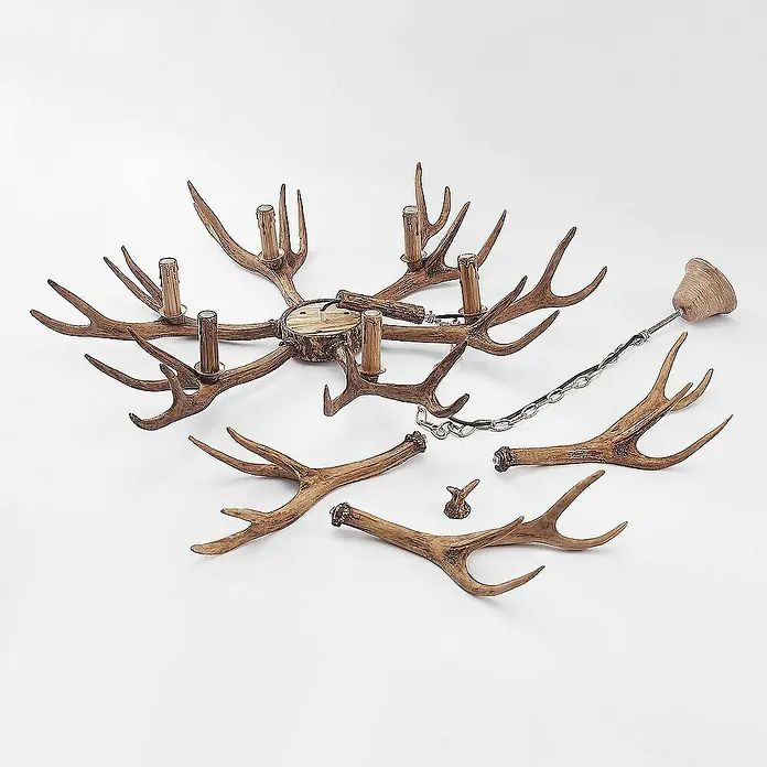 Lindby Pendelleuchte Tejask - L x B x H: 102 x 102 x 56 cm, braun, E14