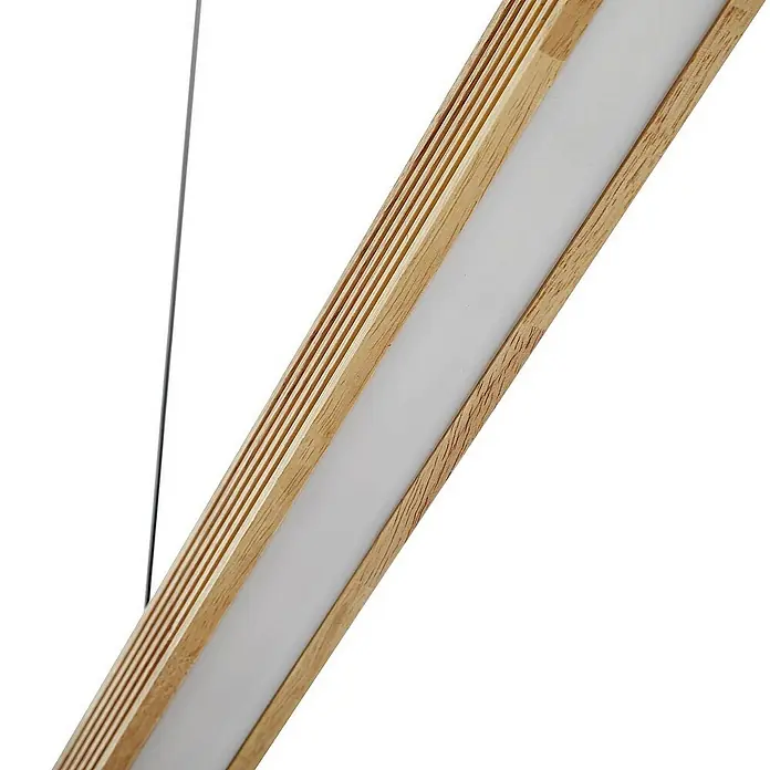 Lucande Pendelleuchte Emara - L x B x H: 115 x 10 x 5 cm, Holz hell, holz hell, Schwarz, weiß