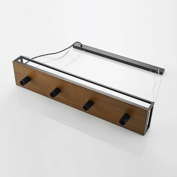 Lindby Pendelleuchte Kirista - Schwarz, kiefer dunkel, E27