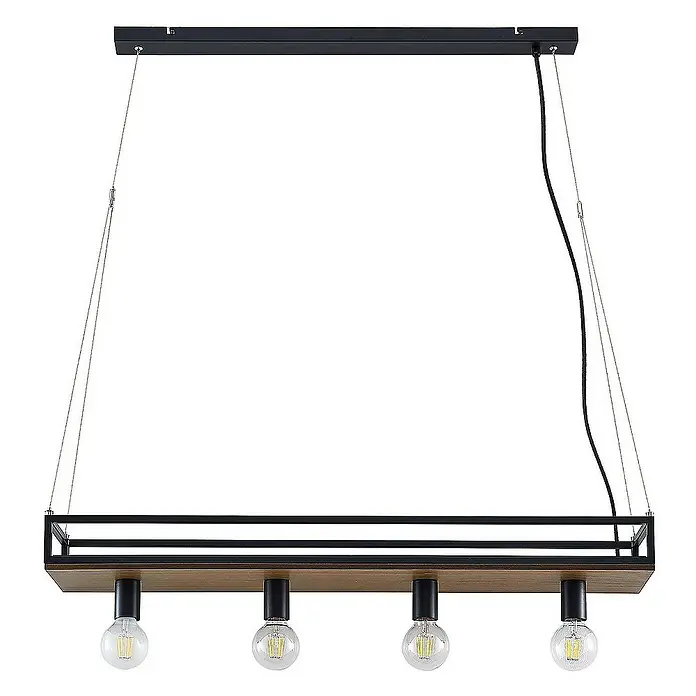 Lindby Pendelleuchte Kirista - Schwarz, kiefer dunkel, E27