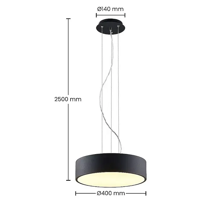 Arcchio Pendelleuchte Noabelle - L x B x H: 40 x 40 x 10 cm, schwarz, Schwarz, weiß