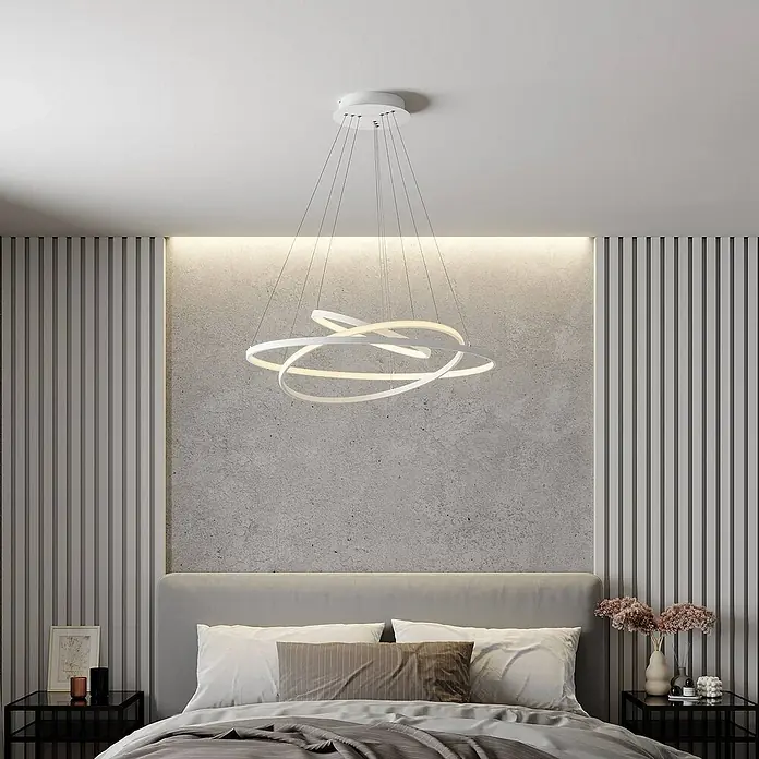 Lucande Pendelleuchte Ezana - L x B x H: 80 x 80 x 150 cm, weiß / opal, weiß